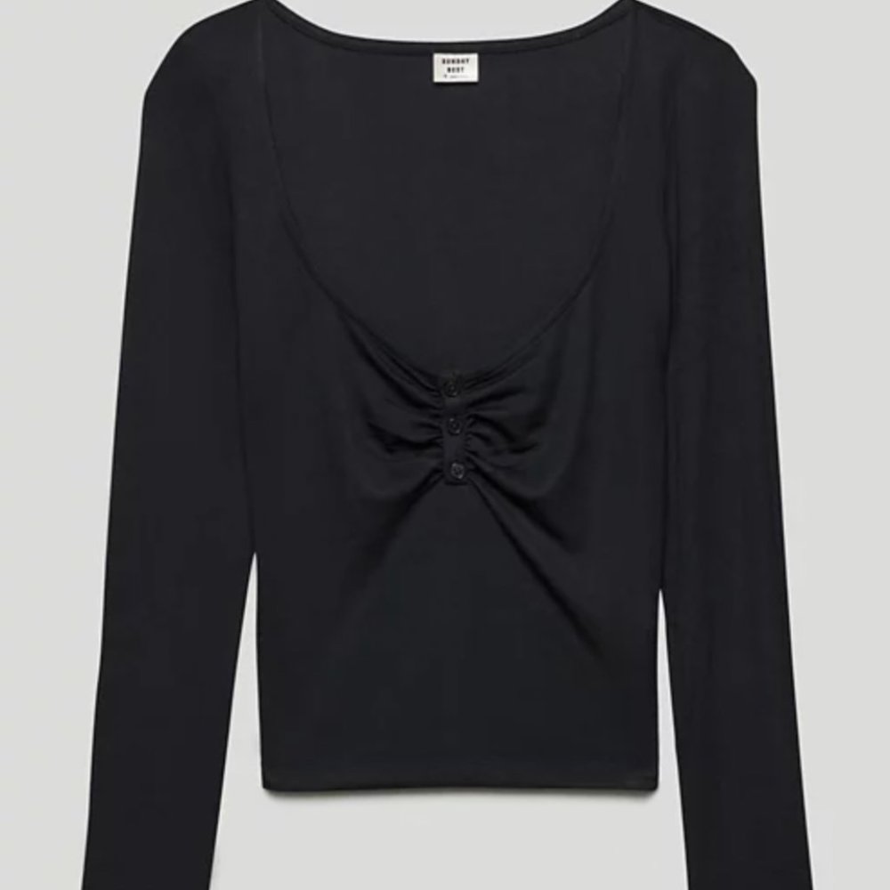 Aritzia Sunday Best Hank Longsleeve - Black Size L